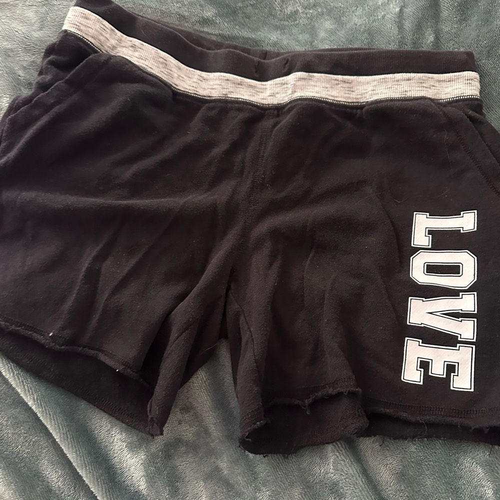 Xersion Black Athletic Shorts with Love Graphic